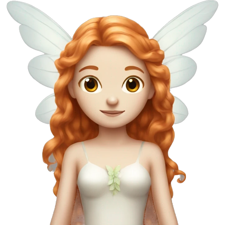 a white skin fairy, long ginger hair and wings emoji
