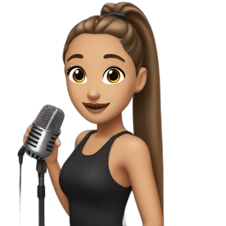 ariana grande with a ponytail and a microphone  emoji