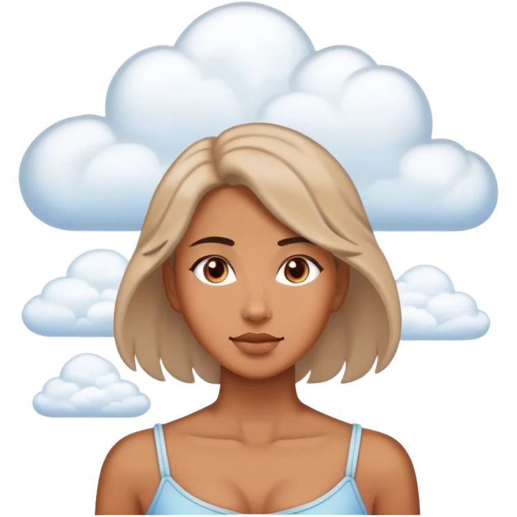 Woman in clouds from shoulders up  emoji