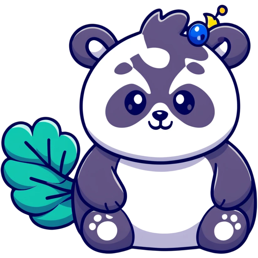 Chubby panda with peacock tail and sparkly eyes emoji