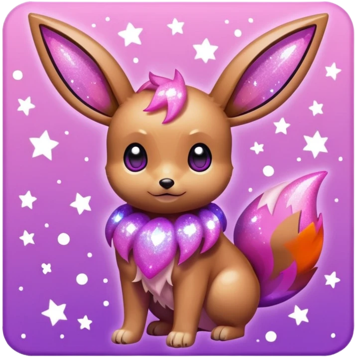 Kawaii Shiny Glowing Neon Glittery Sparkly Bling-bling Glittery Eevee Full Body emoji