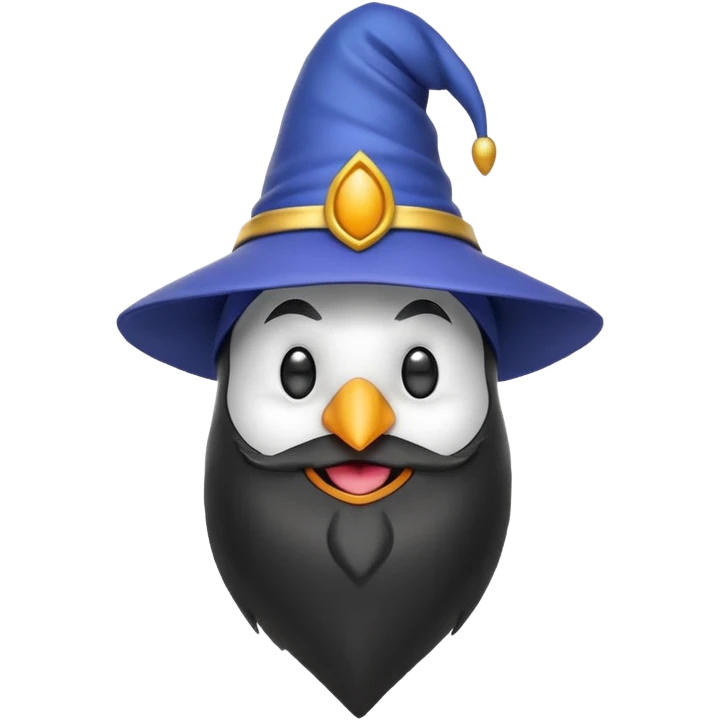 penguin wizard in the style of a 3d emoji emoji