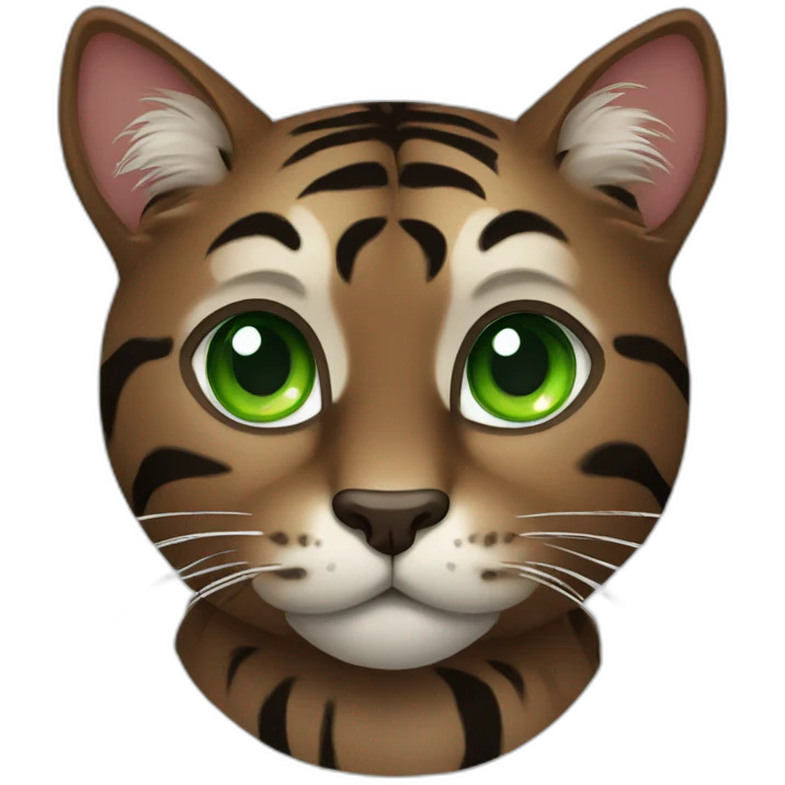 Dark Brown Tiger cat with green eyes emoji