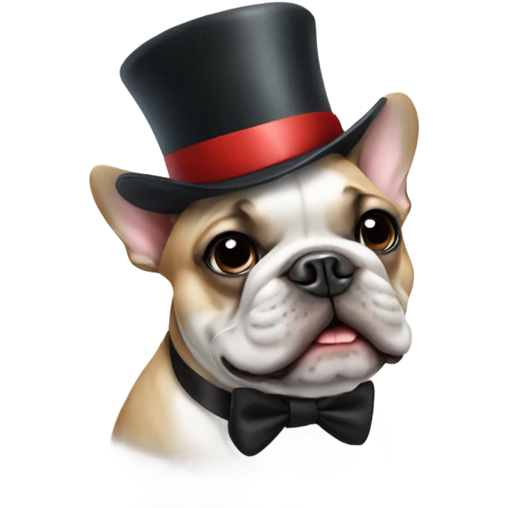 French bulldog with a top hat  emoji