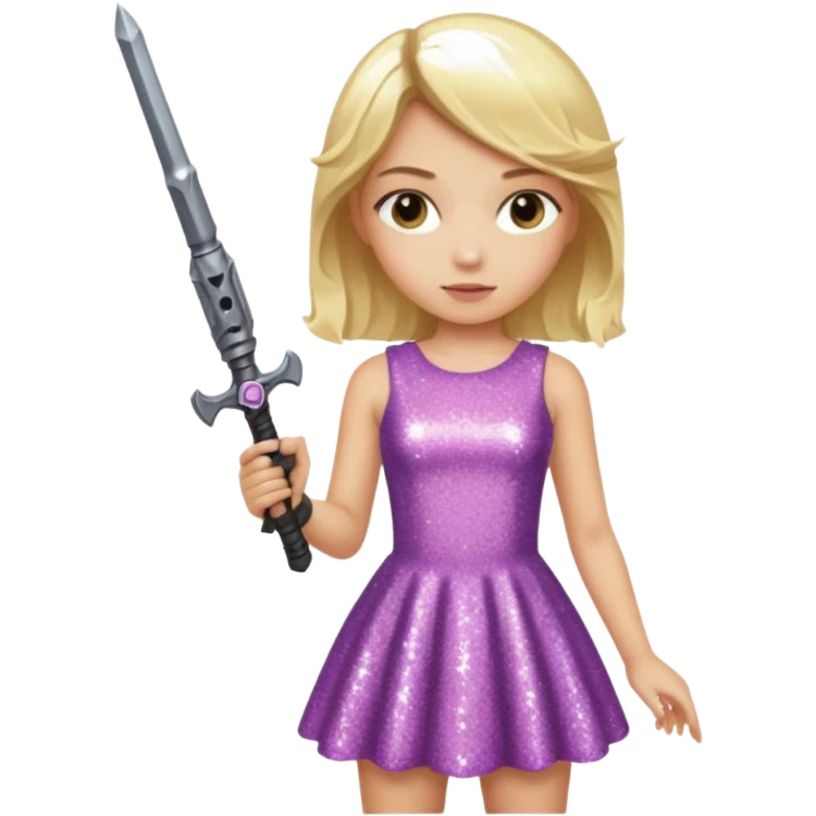 the girl who has weapon in her hands in glitter dress and blonde hair  emoji