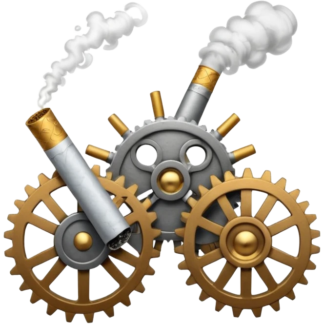 A cog smoking a cigarette emoji