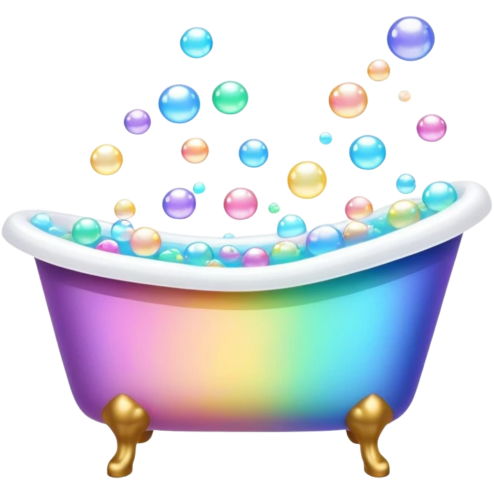 colorful bathtub with soap bubbles emoji