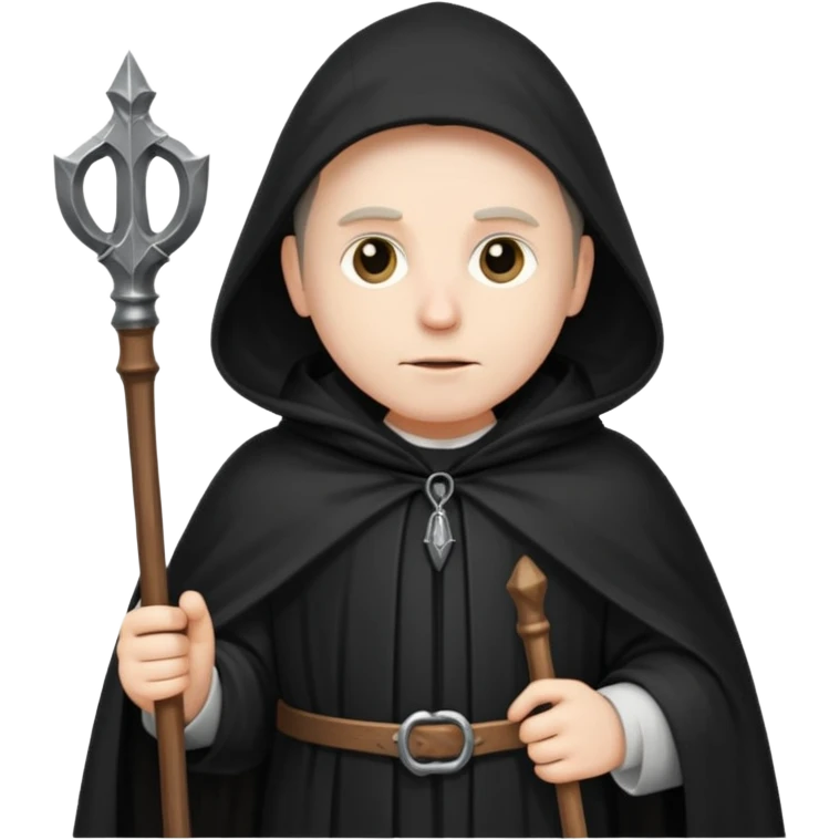 A wandering philosopher in a long black cloak with a staff emoji