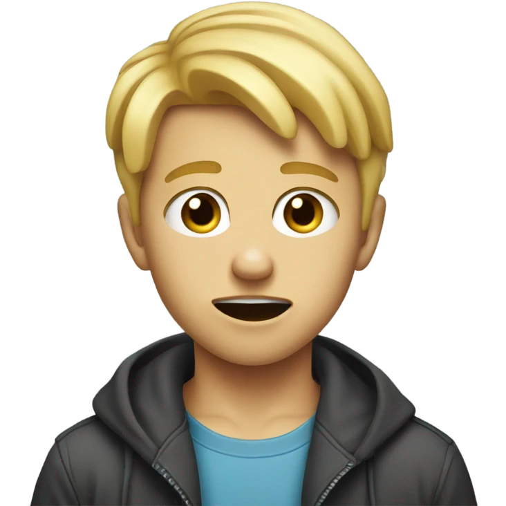 Blonde boy with drool coming out mouth emoji