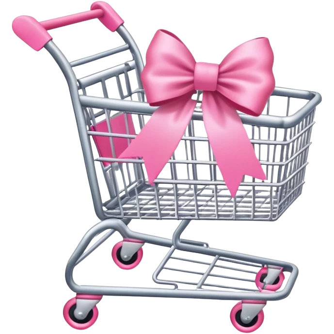 Shopping cart with pink bow  emoji