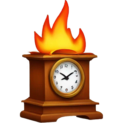 fire clock with book emoji