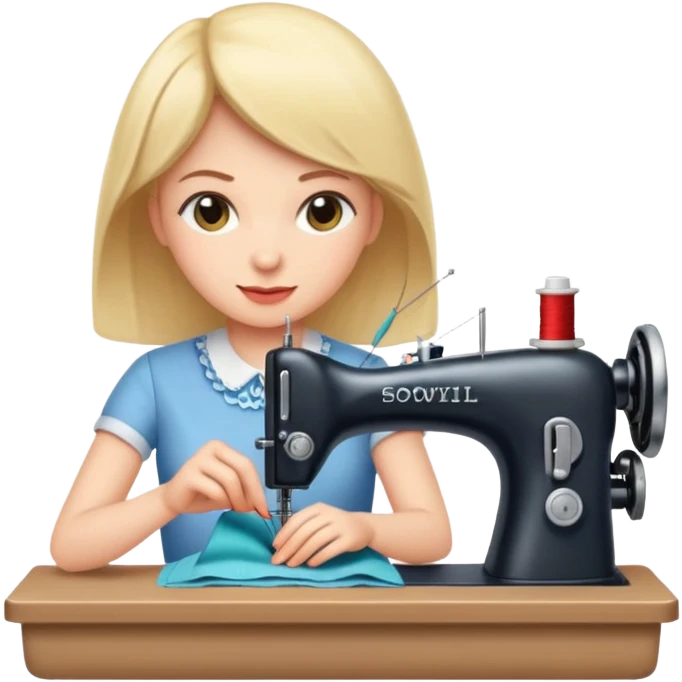 woman sewing fabric on a sewing machine emoji