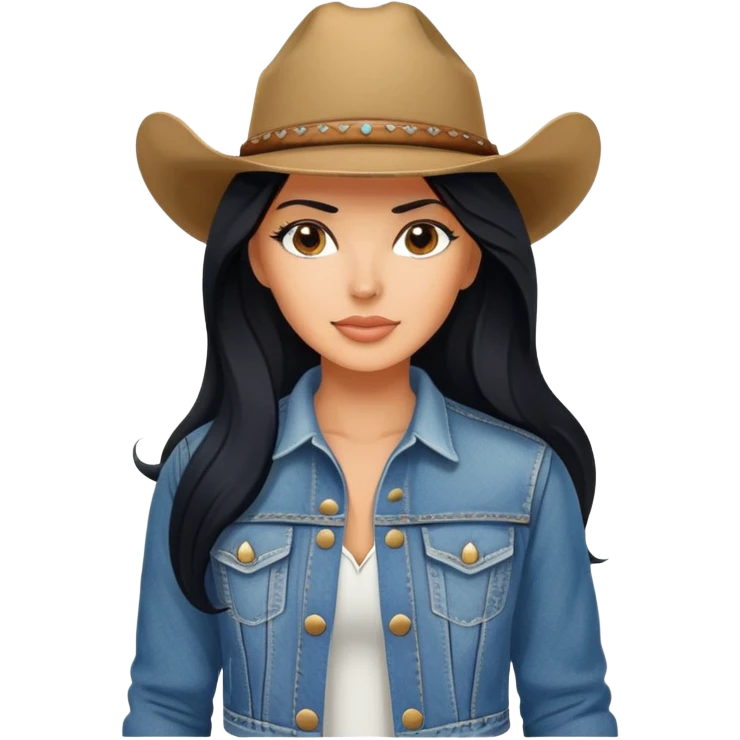 hot tanned woman with long black hair cowgirl style emoji
