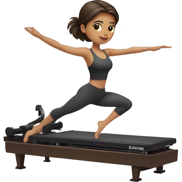 Brunette girl doing reformer Pilates emoji