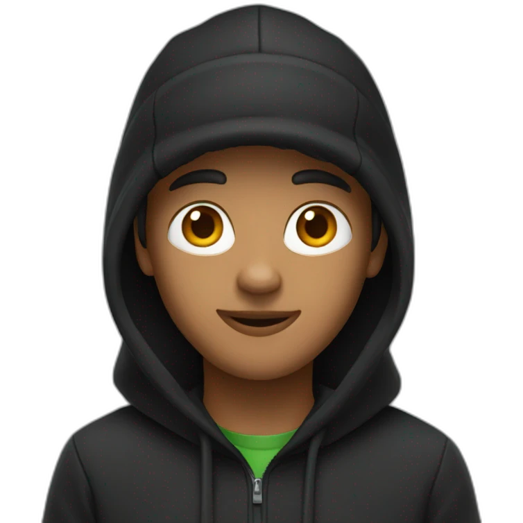A guy wearing a black hoodie and a black cap emoji