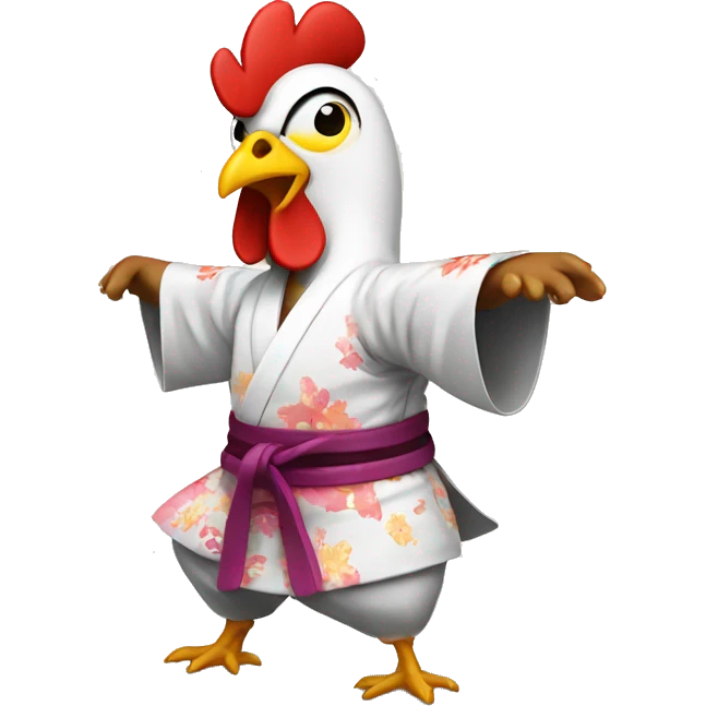 Chicken wearing a kimono doing karate   emoji