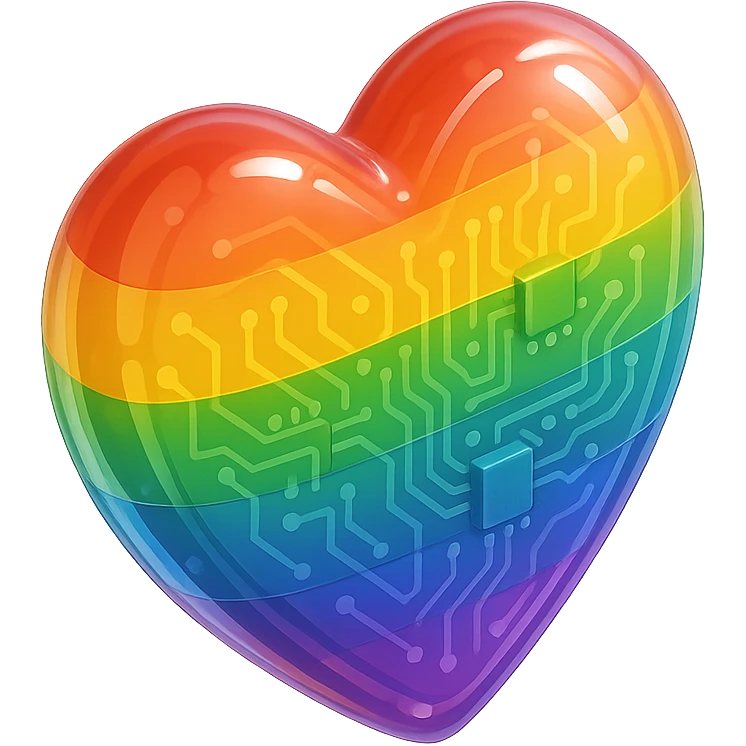 heart with a gradient of rainbow pride colors, glossy look emoji