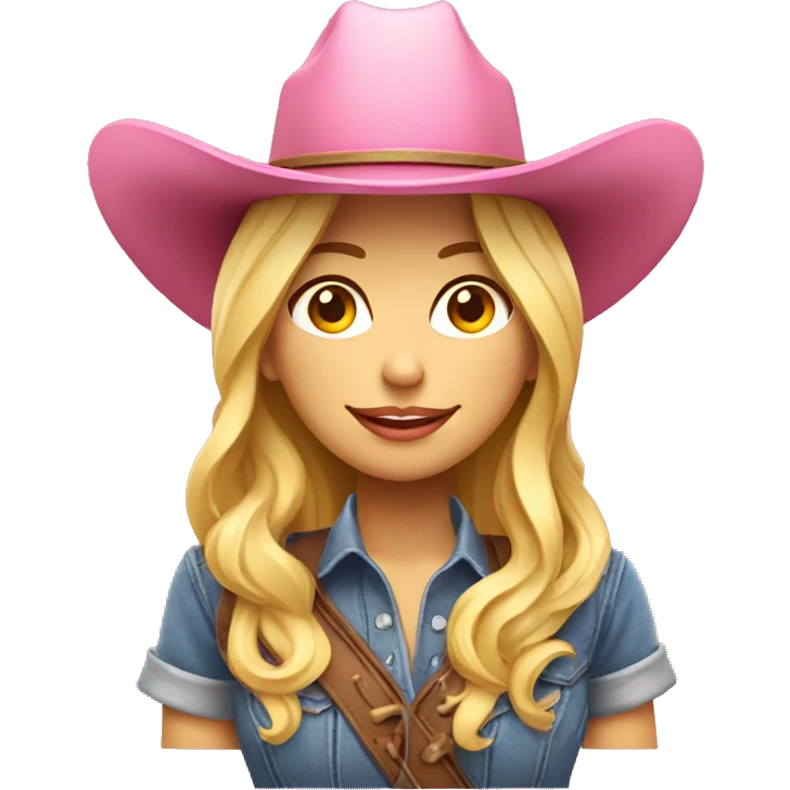 Mujer rubia con un sombrero de cowboy rosa emoji