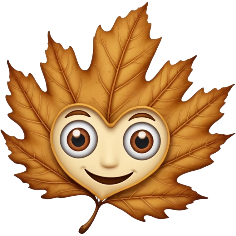 single comic dryleaf with two eyes and a smile on it emoji