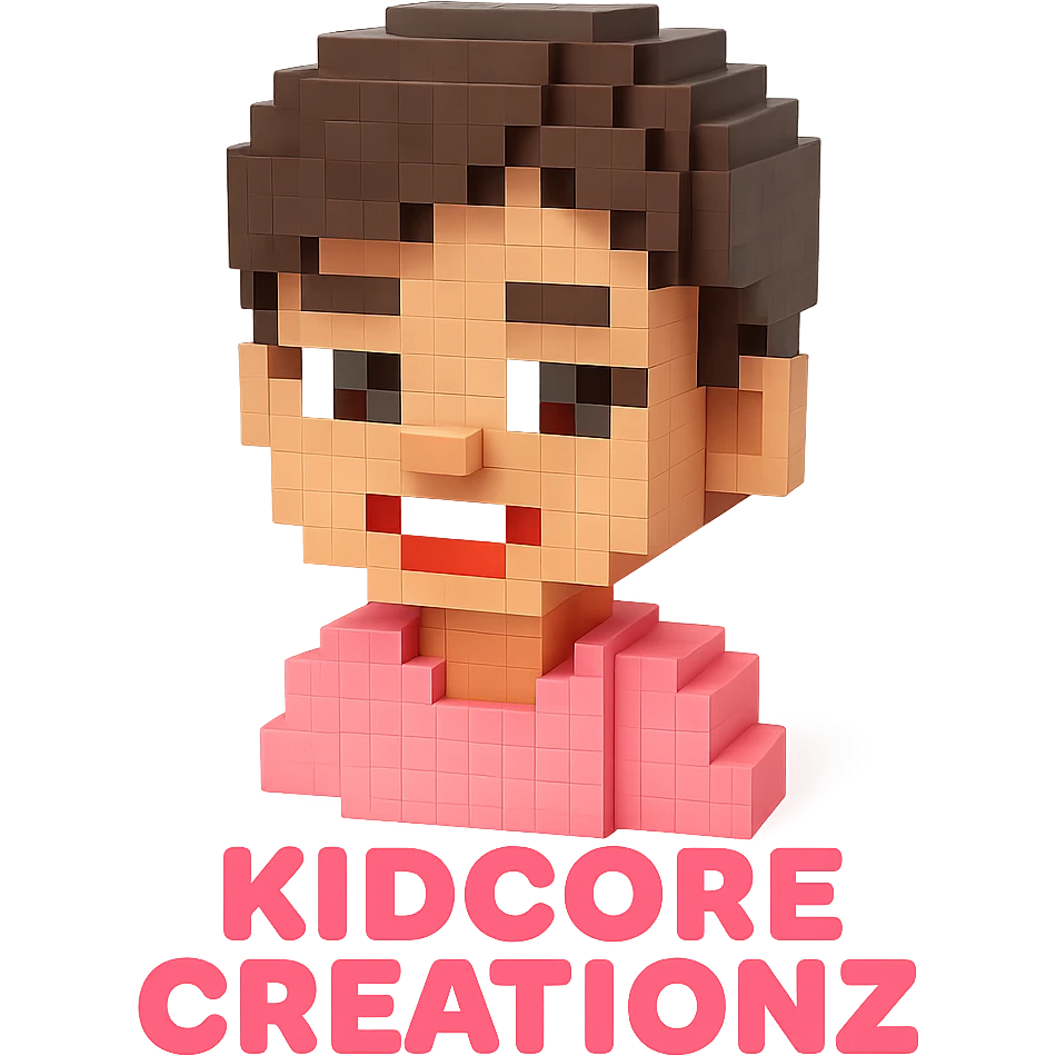 Lightskin girl with a pixie cut
pink blouse
hazel eyes
expression is smiling
Add the word Kidcore Creationz in Pink emoji