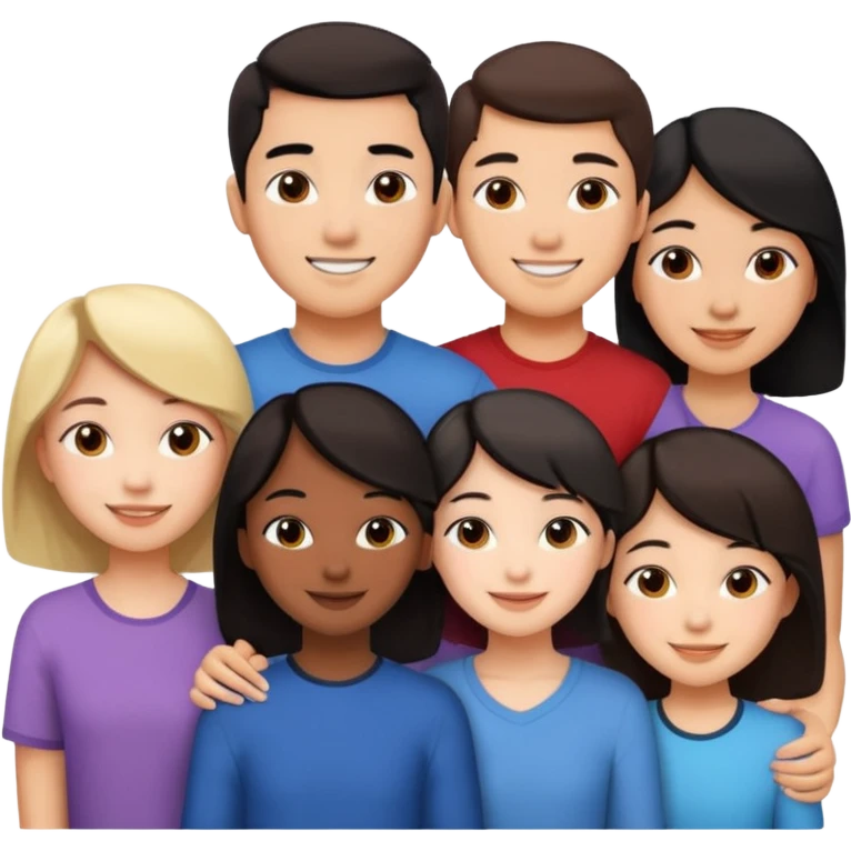 Friendship - relationship of mutual affection between people -  girls and a boy of various races with at least one asian girl. Show their necks, and shoulders please - have at least one black person also emoji
