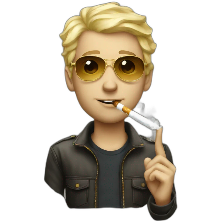 blonde white man with golden aviator glasses smoking cigarette emoji