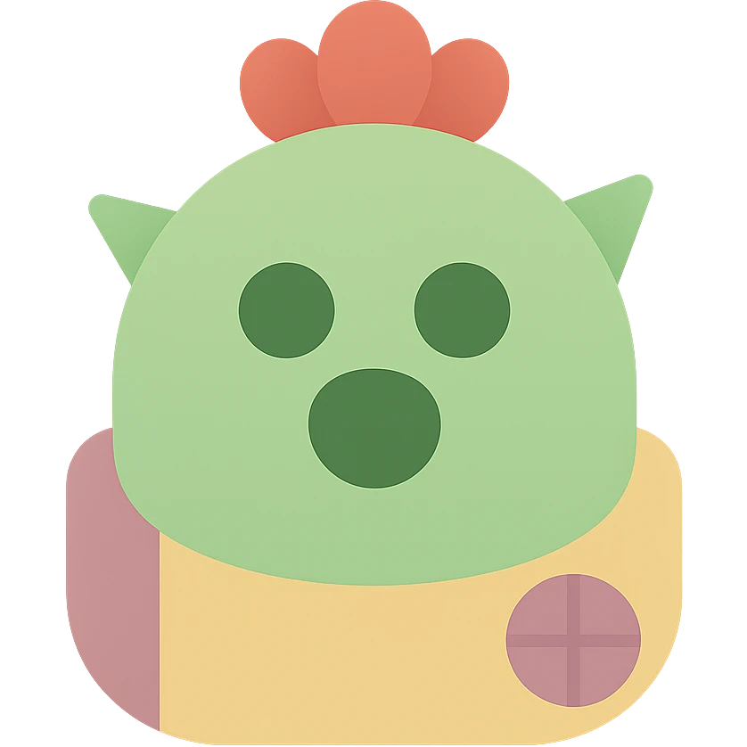 Spike from Brawl Stars, lineal color icon style, clean lines and soft color fills emoji