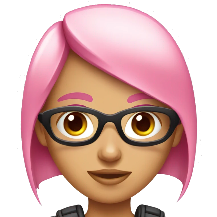 Girl gamer with pink eyes emoji