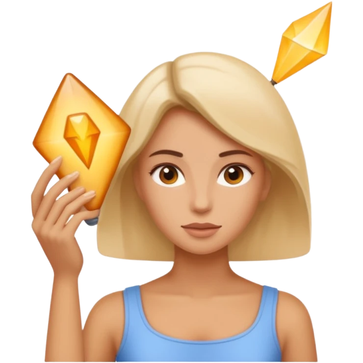 A woman shrinking a man with a shrink ray emoji