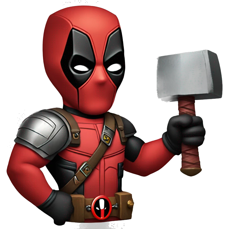 Deadpool with thors hammer emoji