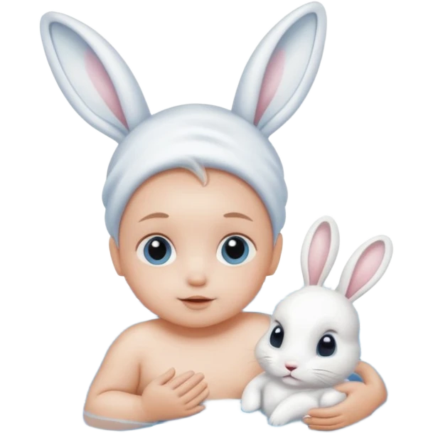 Baby and rabbit in pool emoji