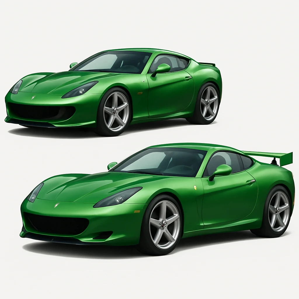 Change the car color to green, keep the rest of the image unchanged. emoji