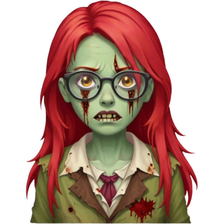 crowned woman zombie with glasses and red hair  emoji