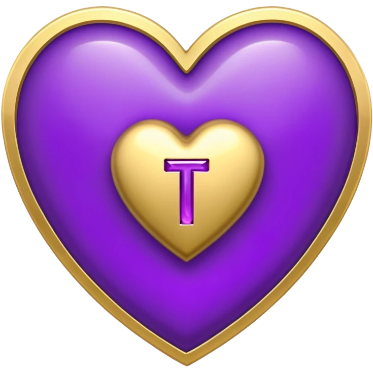 The golden Letter “t” gilded inside a Purple Heart emoji