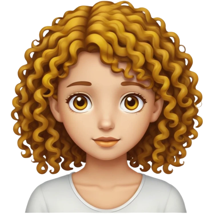 a brown curly hair girl witj ear side yellow highlight hair emoji