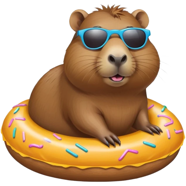 Capybara wearing a donut buoy and sunglasses emoji
