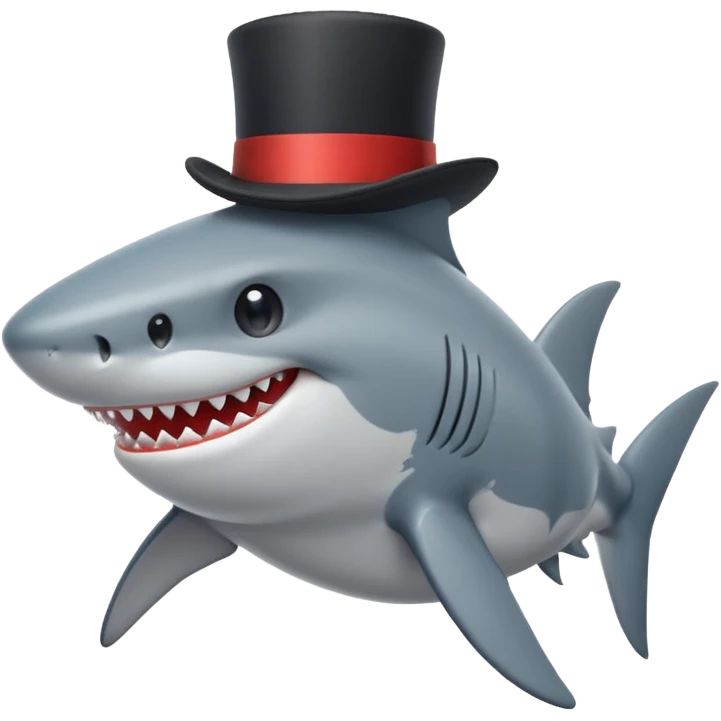 Shark with a top hat emoji
