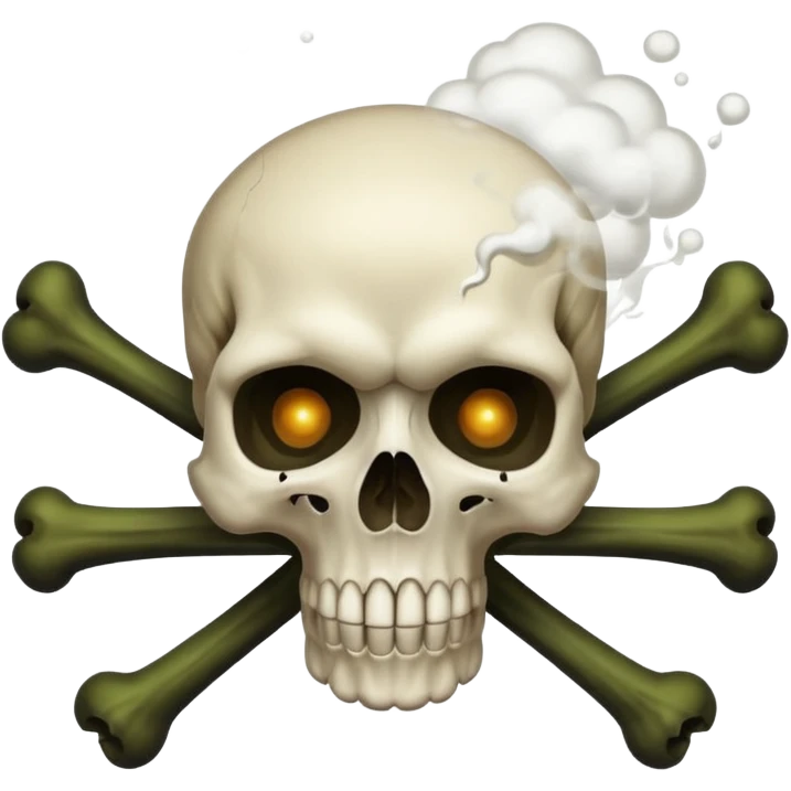 a poisonous cloud of gas, dark swamp color, with an image of a skull and two crossed bones behind the skull emoji