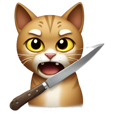 Angry cat with a knife emoji