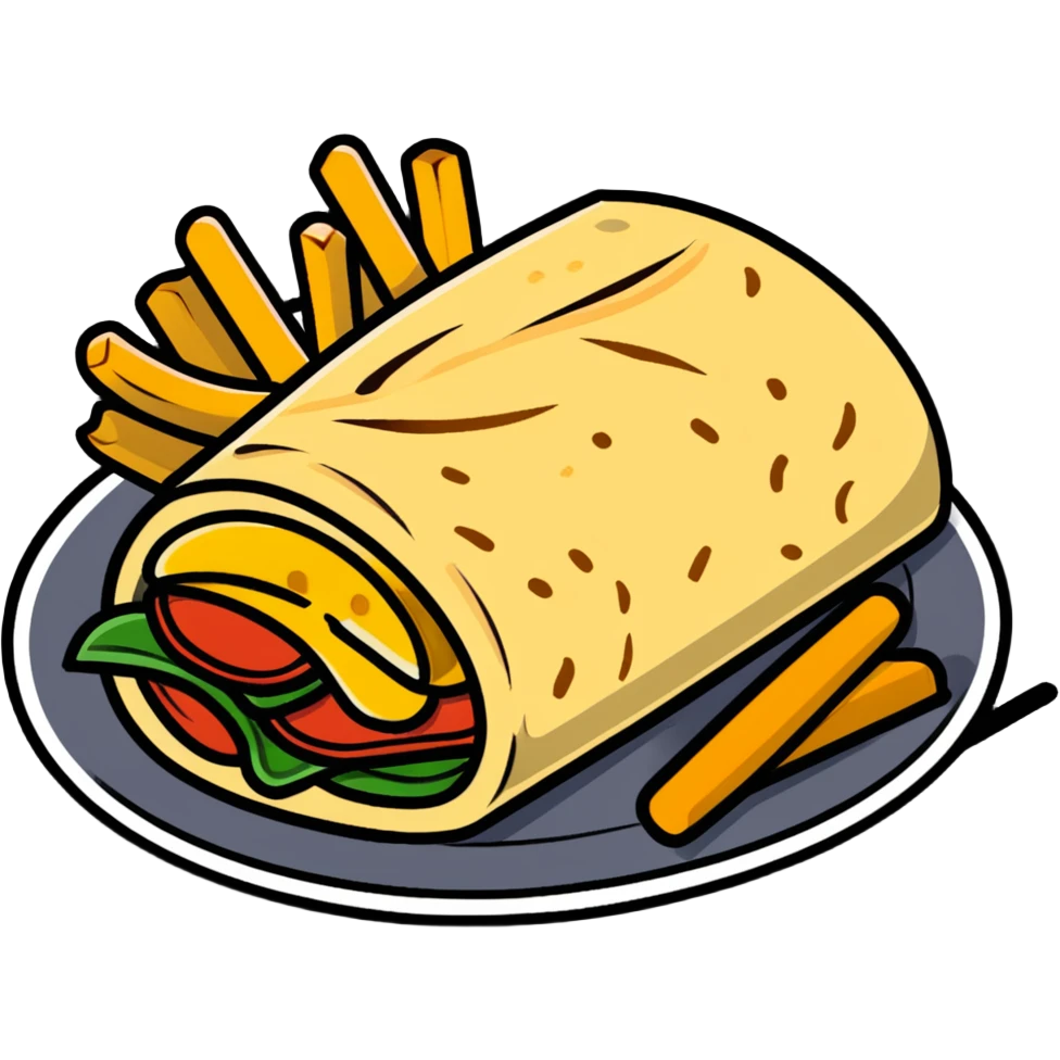 French tacos, grilled wrap with fillings, cheese, and fries emoji