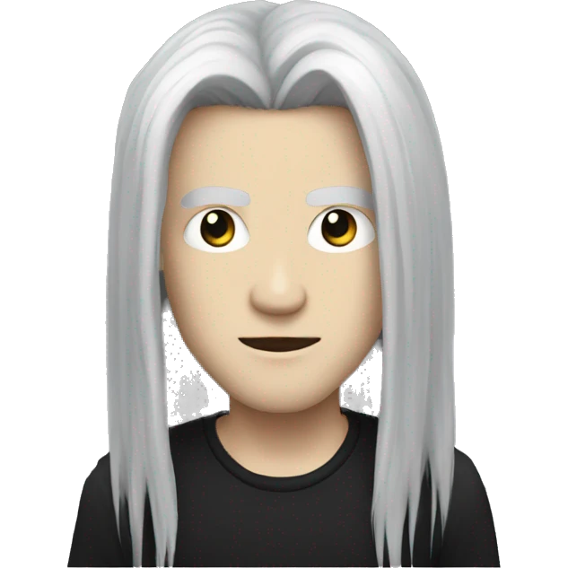 Goth white guy with long black hair emoji