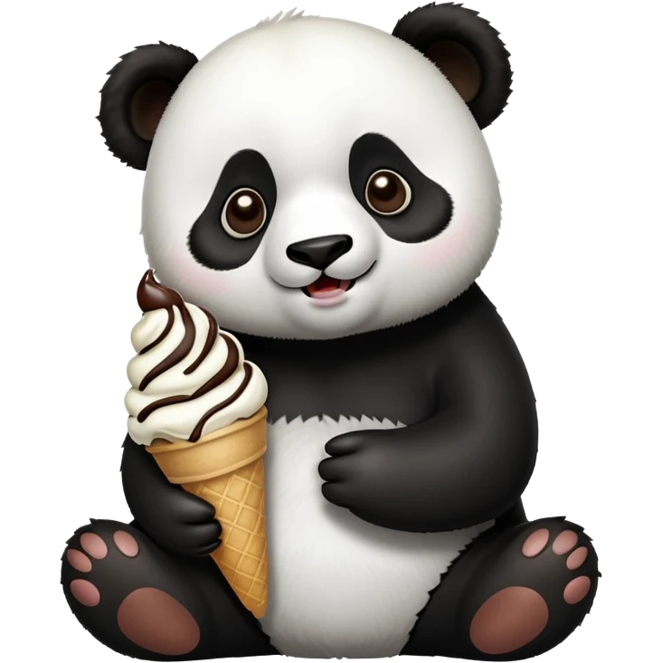 Panda eating ice cream emoji