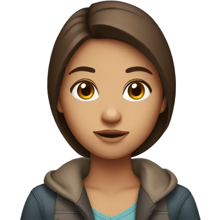 a girl with brown straight hair and brown eyes emoji