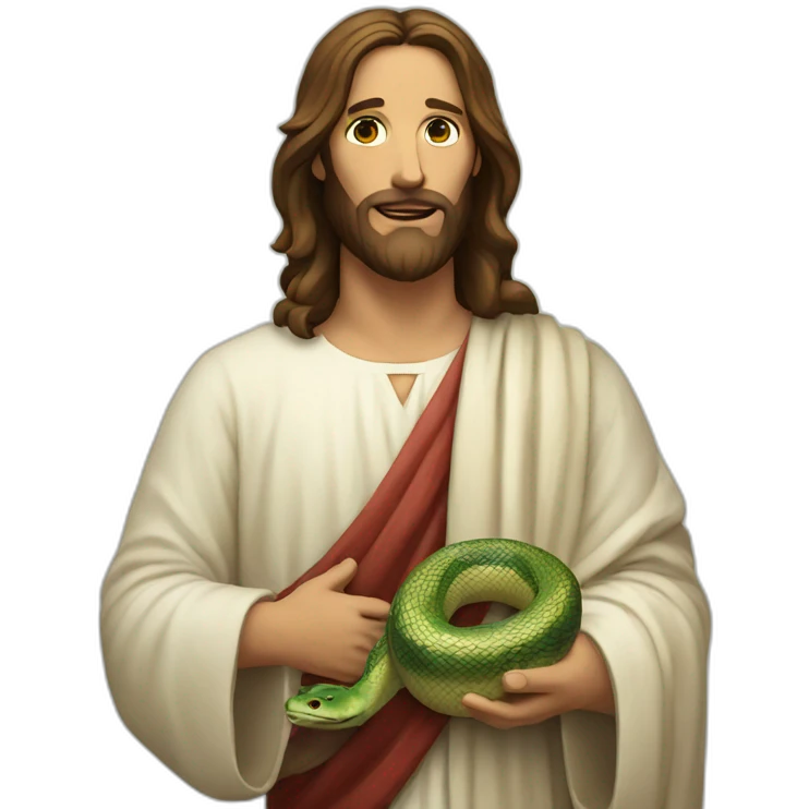 Jesus holding a snake in his hand emoji
