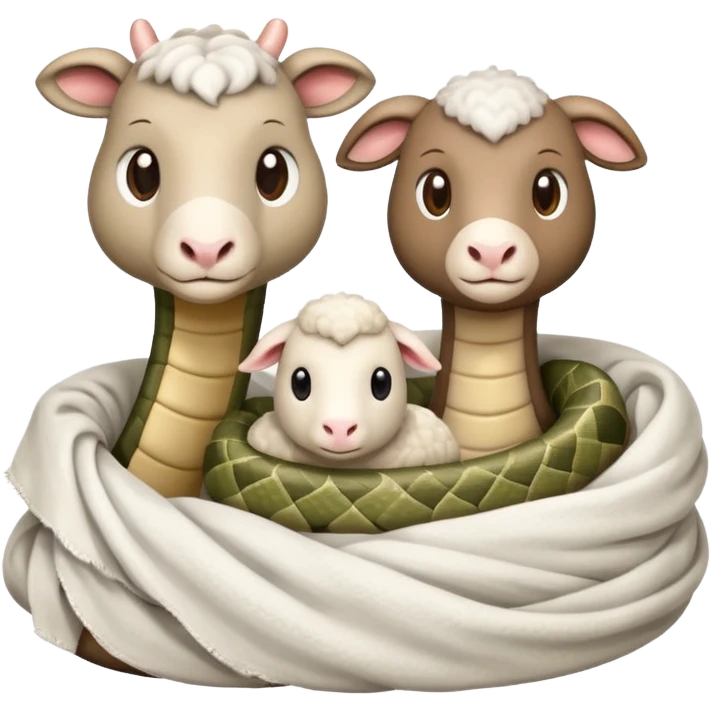 Snake with white weathered blanket and lamb with blanket emoji