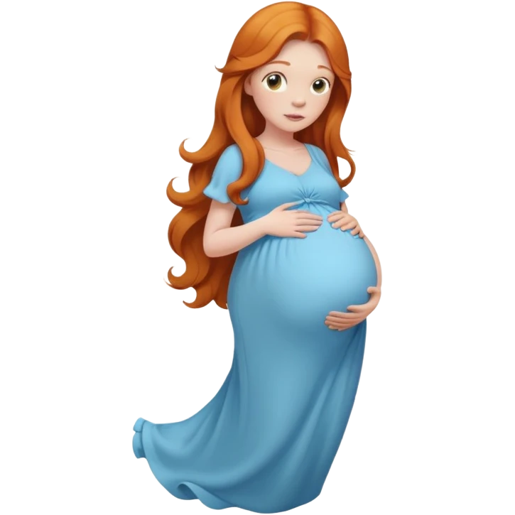 Ginger long hair lady pregnant with light blue clothes  emoji