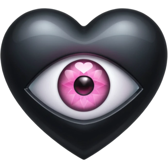 A black heart crystal with a pink eye in the center emoji