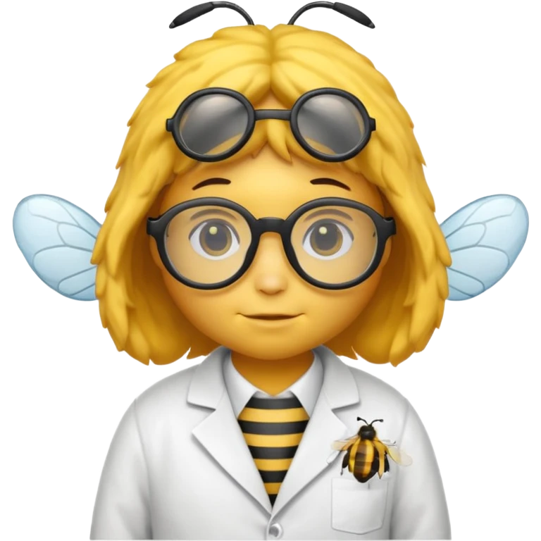 a bee, dressed up as a scientist emoji