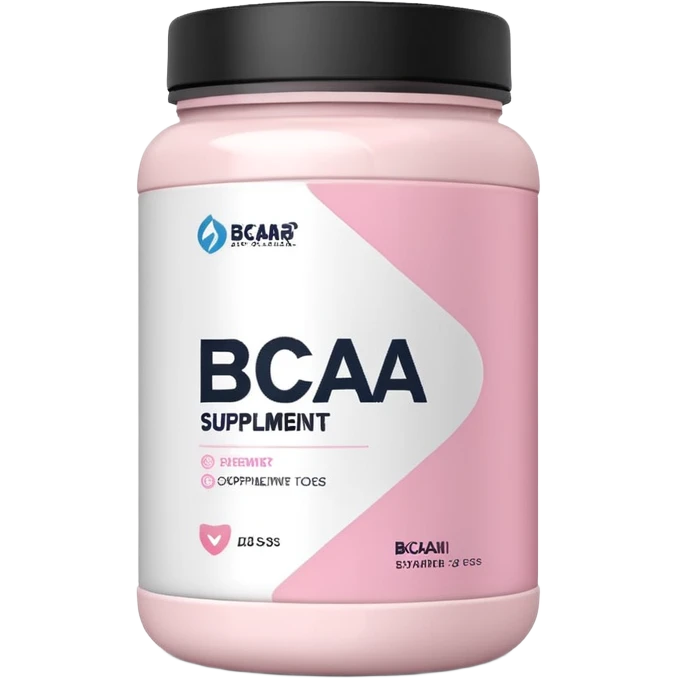 White jar of BCAA supplements with soft pink accents, minimal design emoji