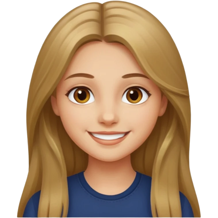 create a girl with dark blond long hair, hazel eyes and beautiful smile emoji